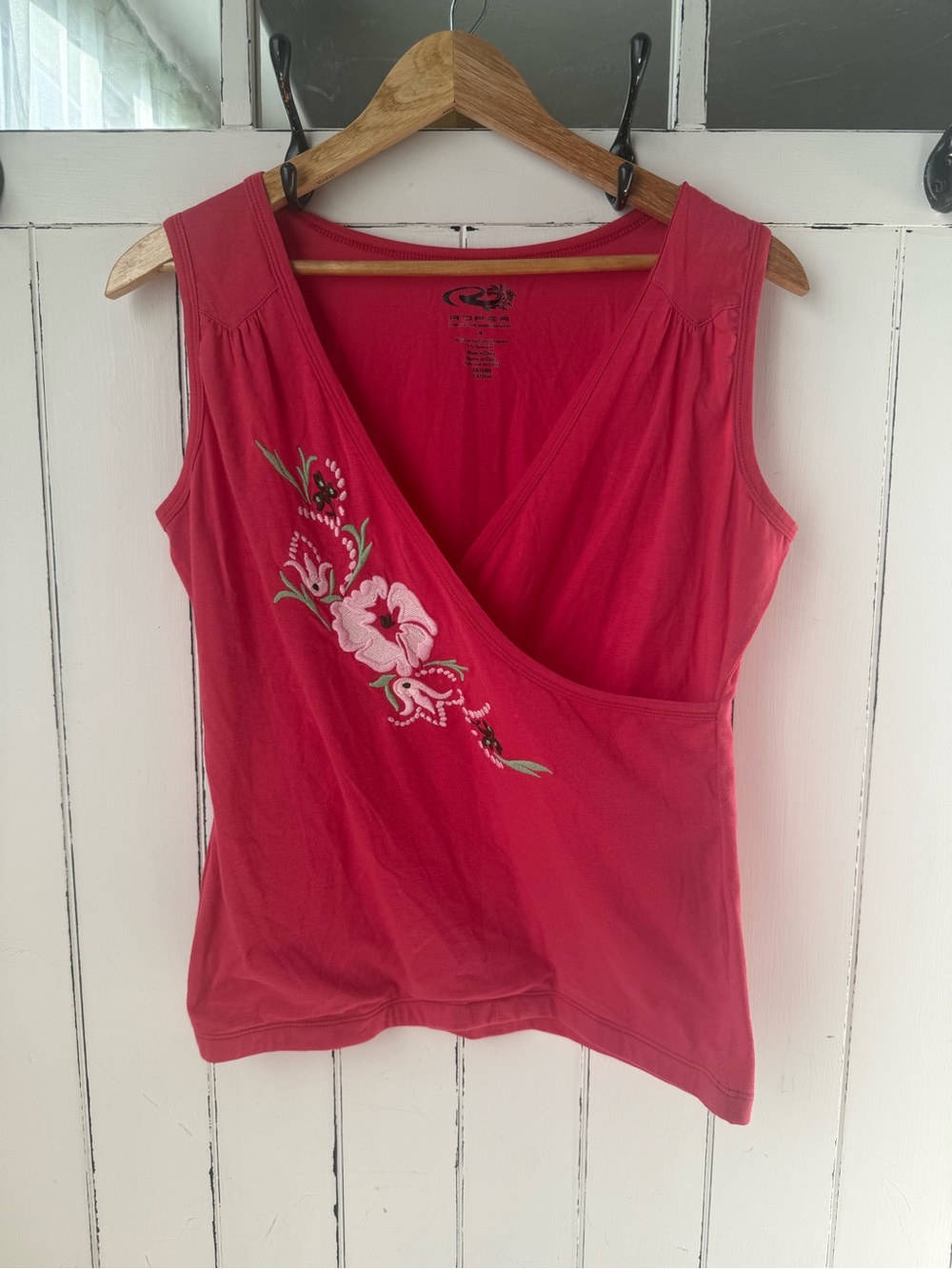 Roper NWT Vintage 2000s Pink Embroidered Floral Western Wrap Top M